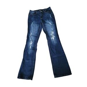 Women's Size 12 Cato Premium Contemporary Distressed Jeans Holes 31" Inseam Mid